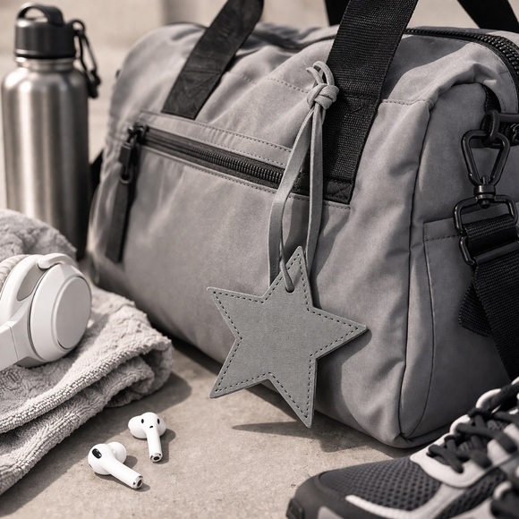 Accessories - Gray Star Bag Charm Keychain | Leather Look Luggage Tag Purse Accessory